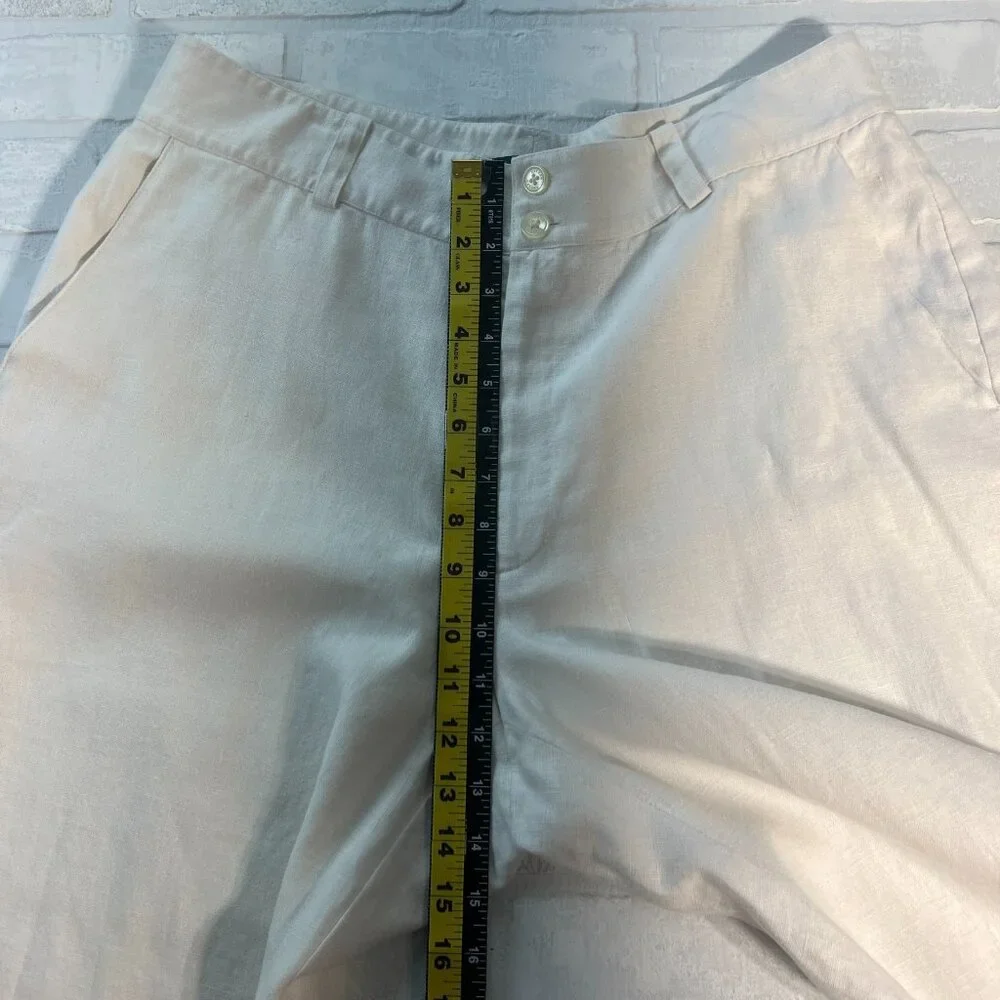 Lauren Ralph Lauren Trousers Pants Womens‎ 14 Ivory 100% Linen Wide Leg Lined